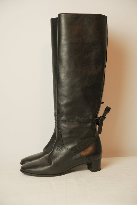 Hermes Leather Knee High Boots Sz 37.5 w box