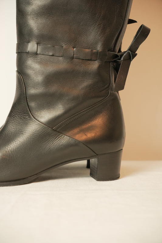Hermes Leather Knee High Boots Sz 37.5 w box