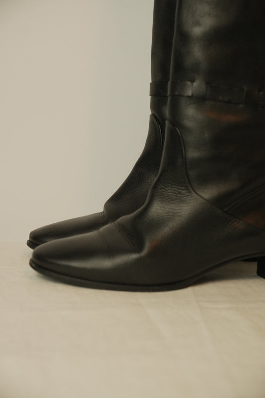 Hermes Leather Knee High Boots Sz 37.5 w box