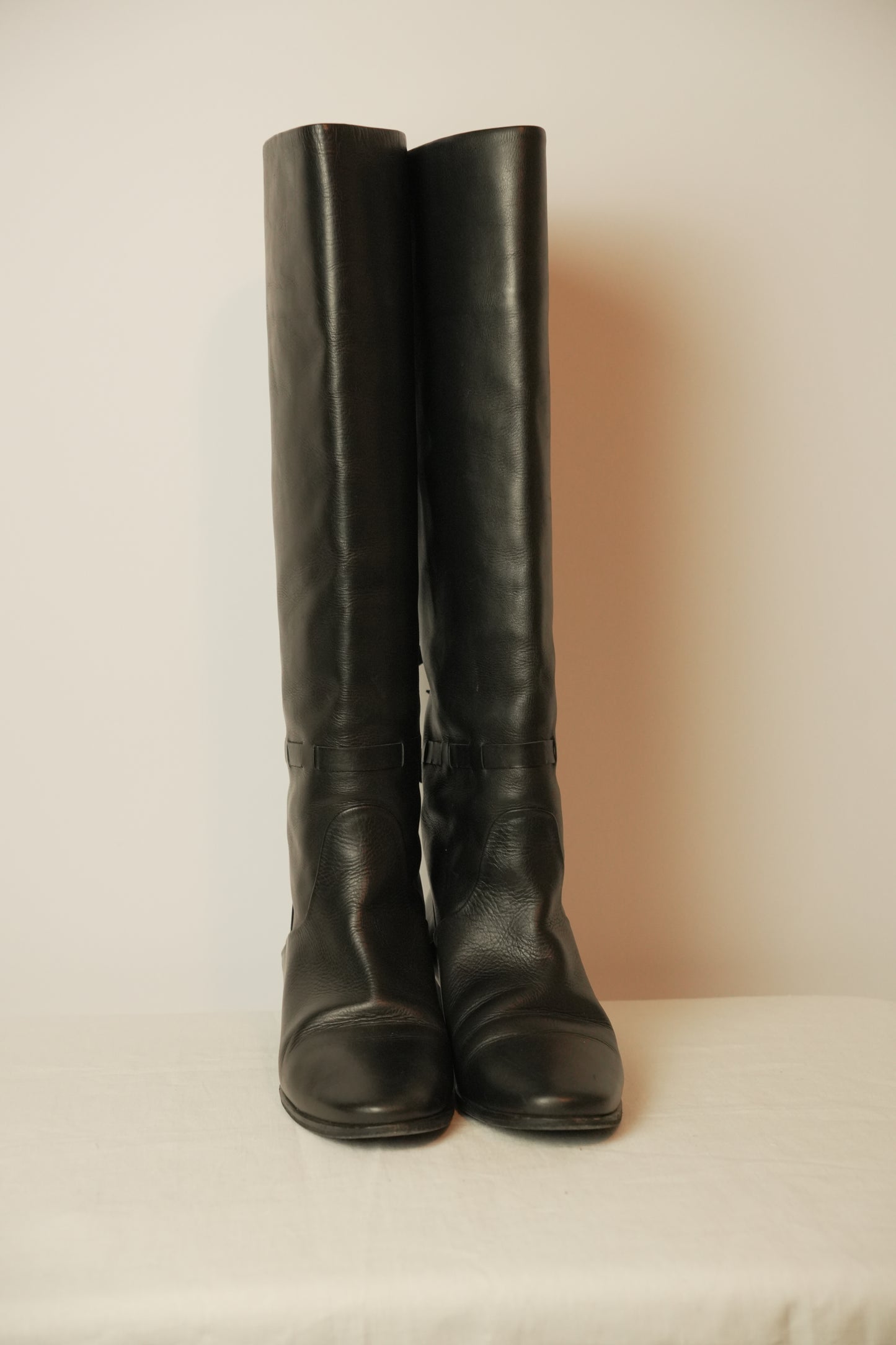 Hermes Leather Knee High Boots Sz 37.5 w box