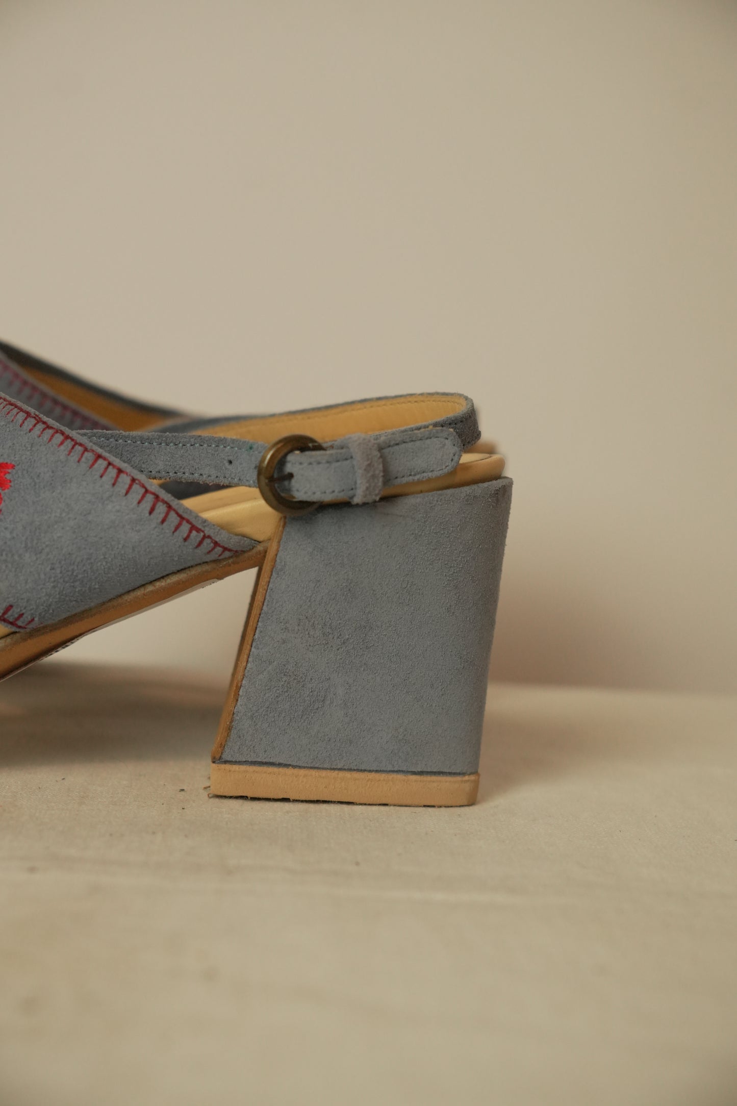 Miu Miu Suede Floral Embroidered Sandal Heels Sz36.5