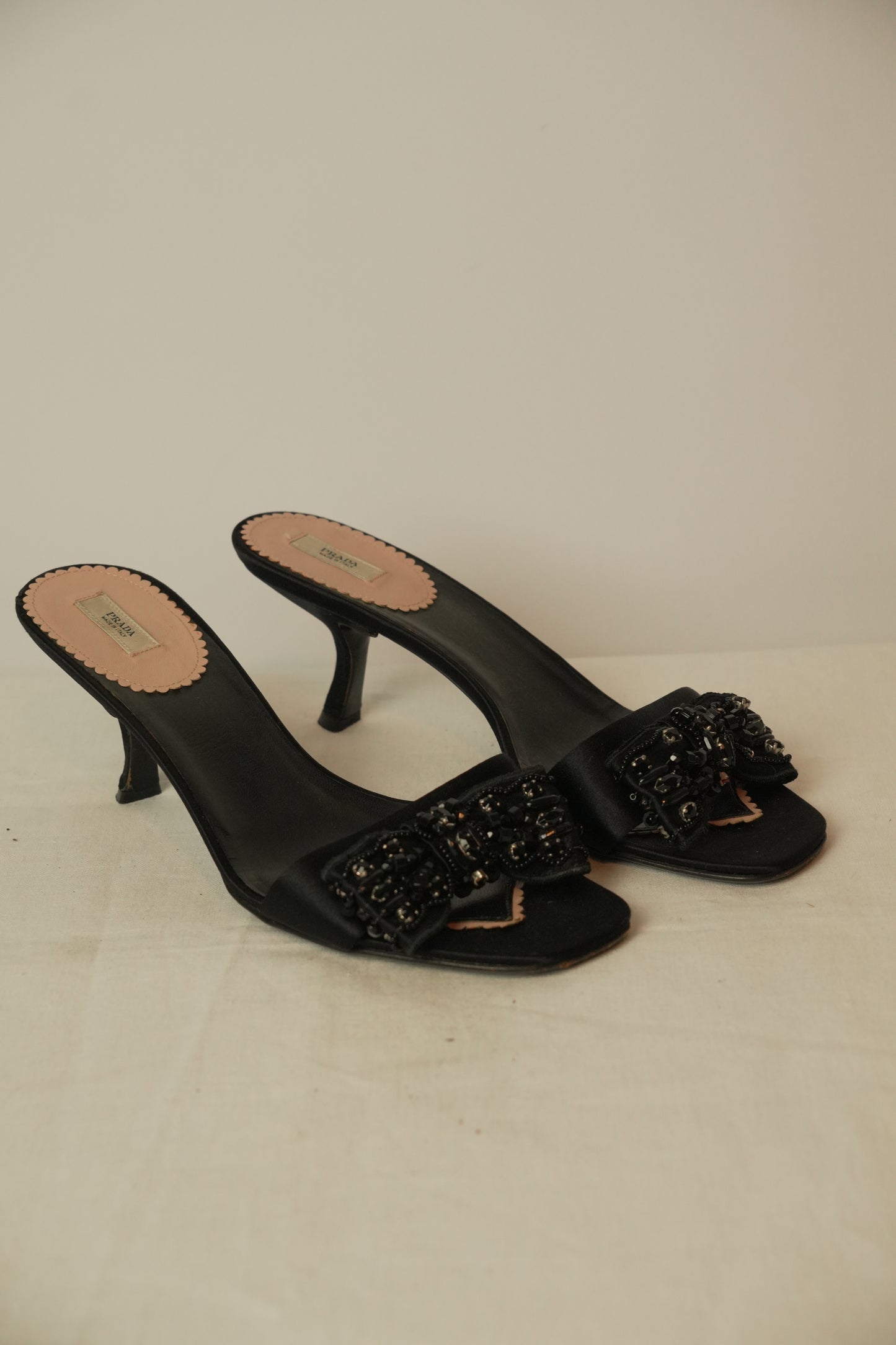 Prada Beaded Bow Sandals Sz 38.5
