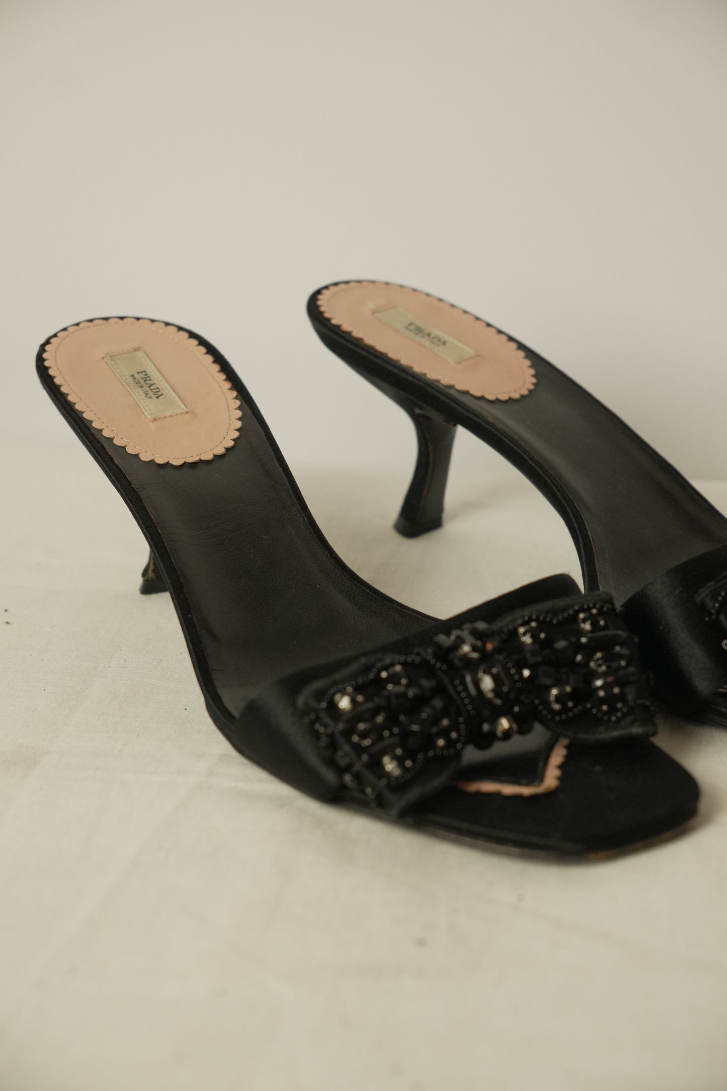 Prada Beaded Bow Sandals Sz 38.5