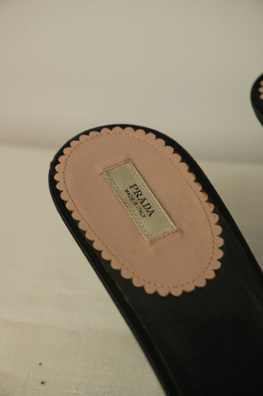 Prada Beaded Bow Sandals Sz 38.5
