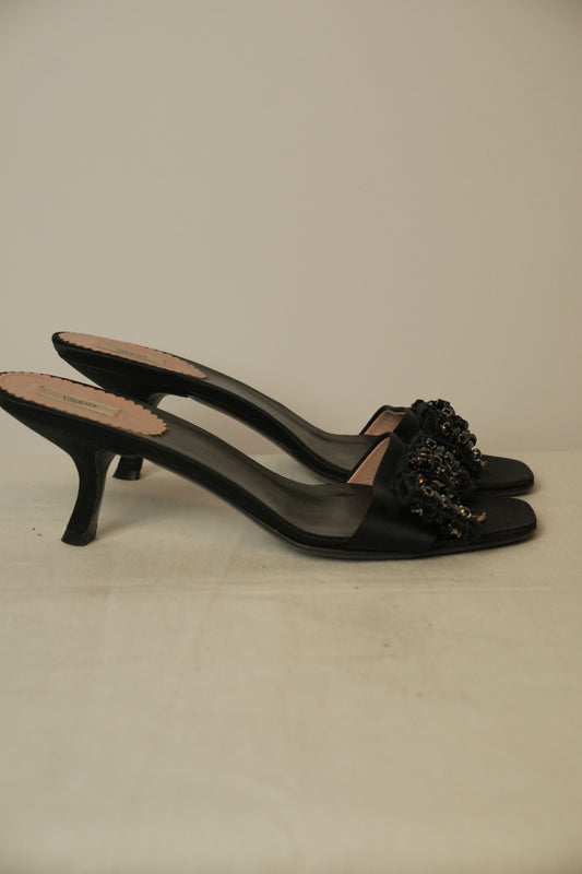 Prada Beaded Bow Sandals Sz 38.5