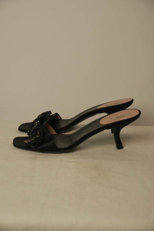 Prada Beaded Bow Sandals Sz 38.5