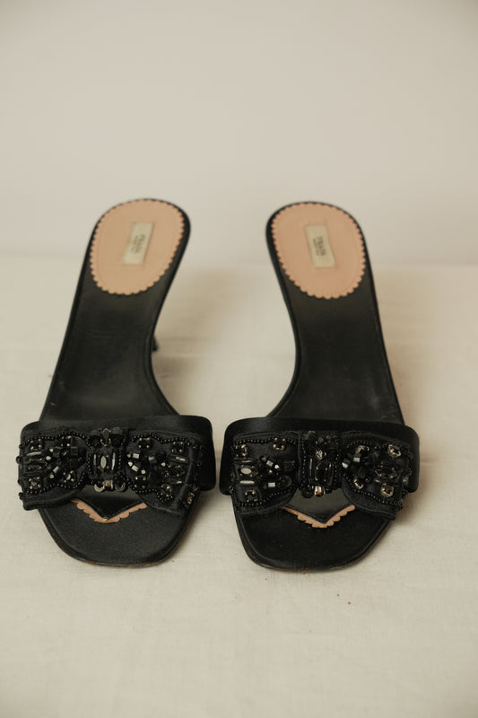 Prada Beaded Bow Sandals Sz 38.5