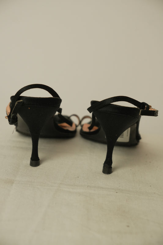 Prada Satin Leaf Flower Strap Back Pumps