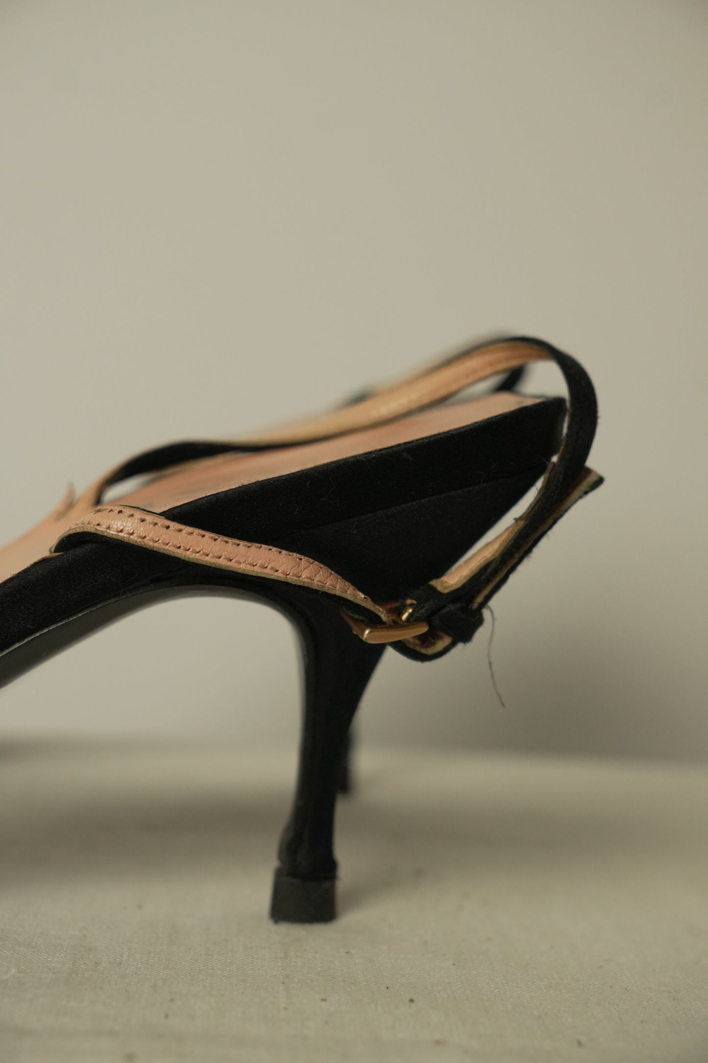 Prada Satin Leaf Flower Strap Back Pumps
