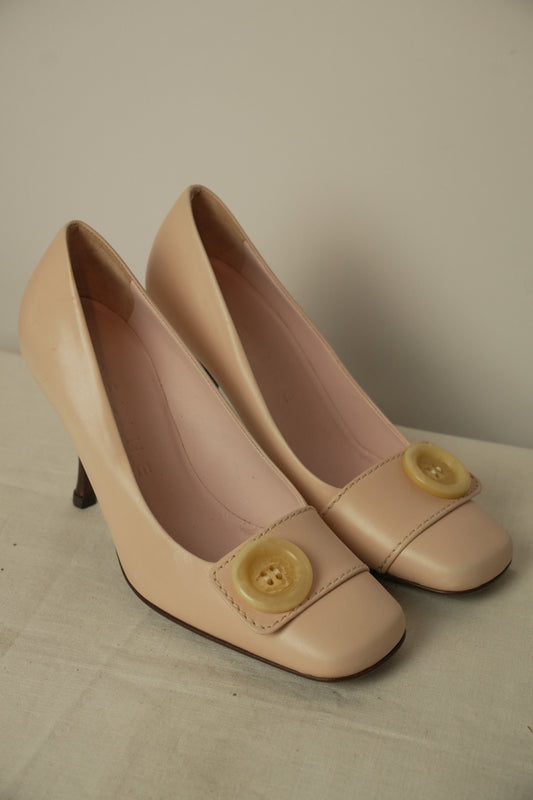 Celine Michael Kors Era Button Pink Pumps Heels Sz36.5