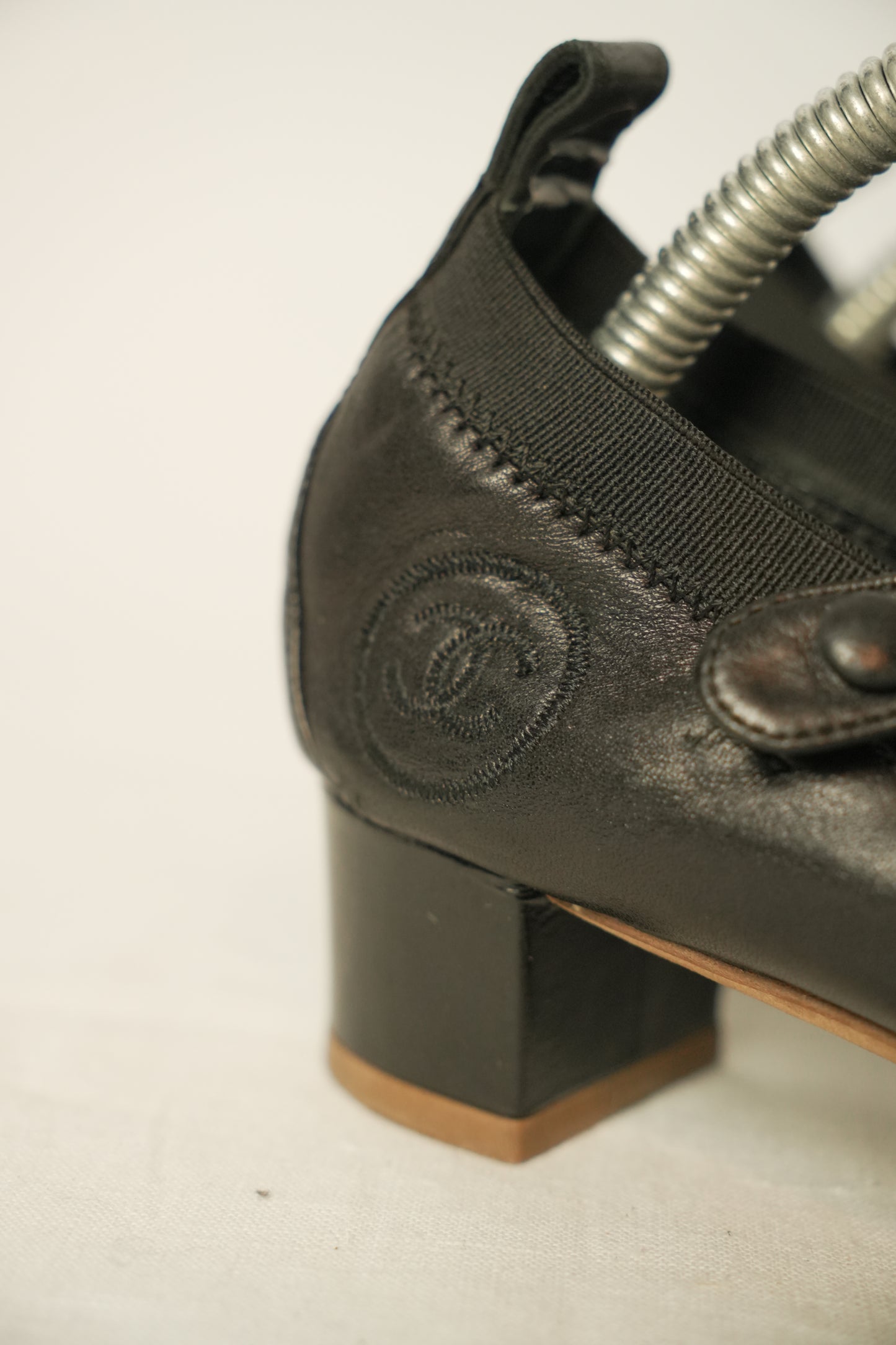 Chanel Black Heel Ballet Flat Sz 36