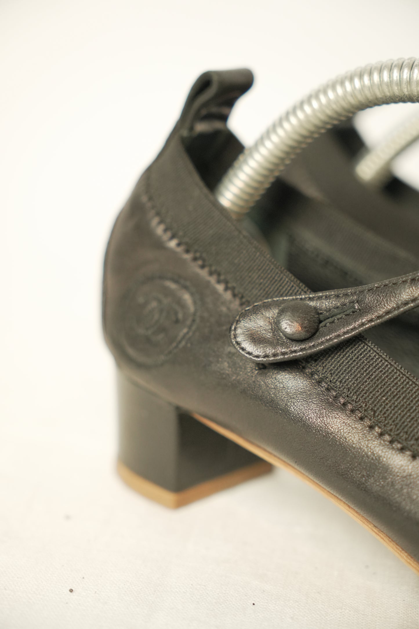 Chanel Black Heel Ballet Flat Sz 36