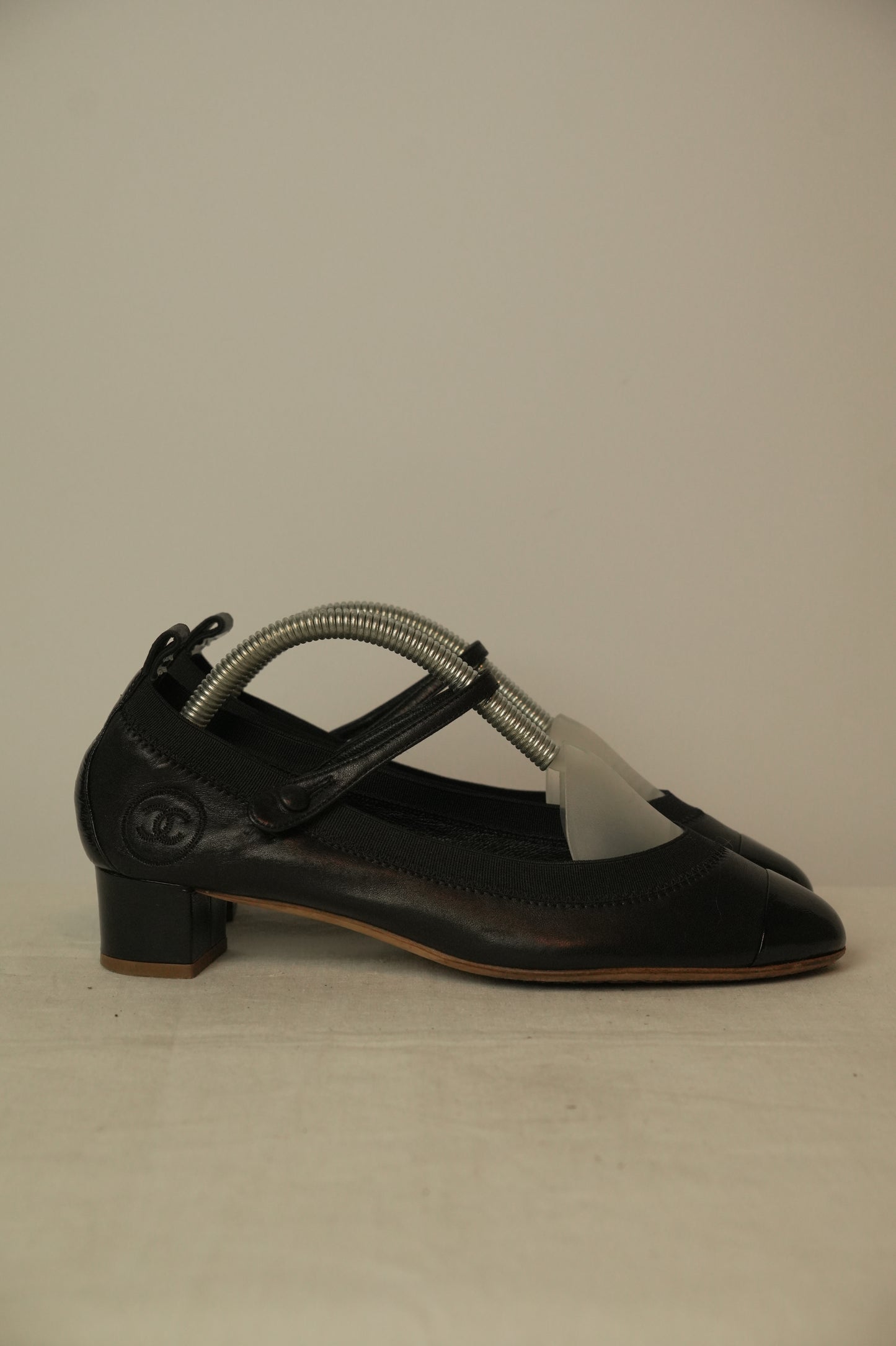 Chanel Black Heel Ballet Flat Sz 36