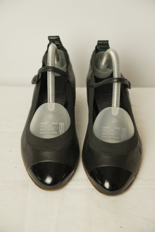 Chanel Black Heel Ballet Flat Sz 36