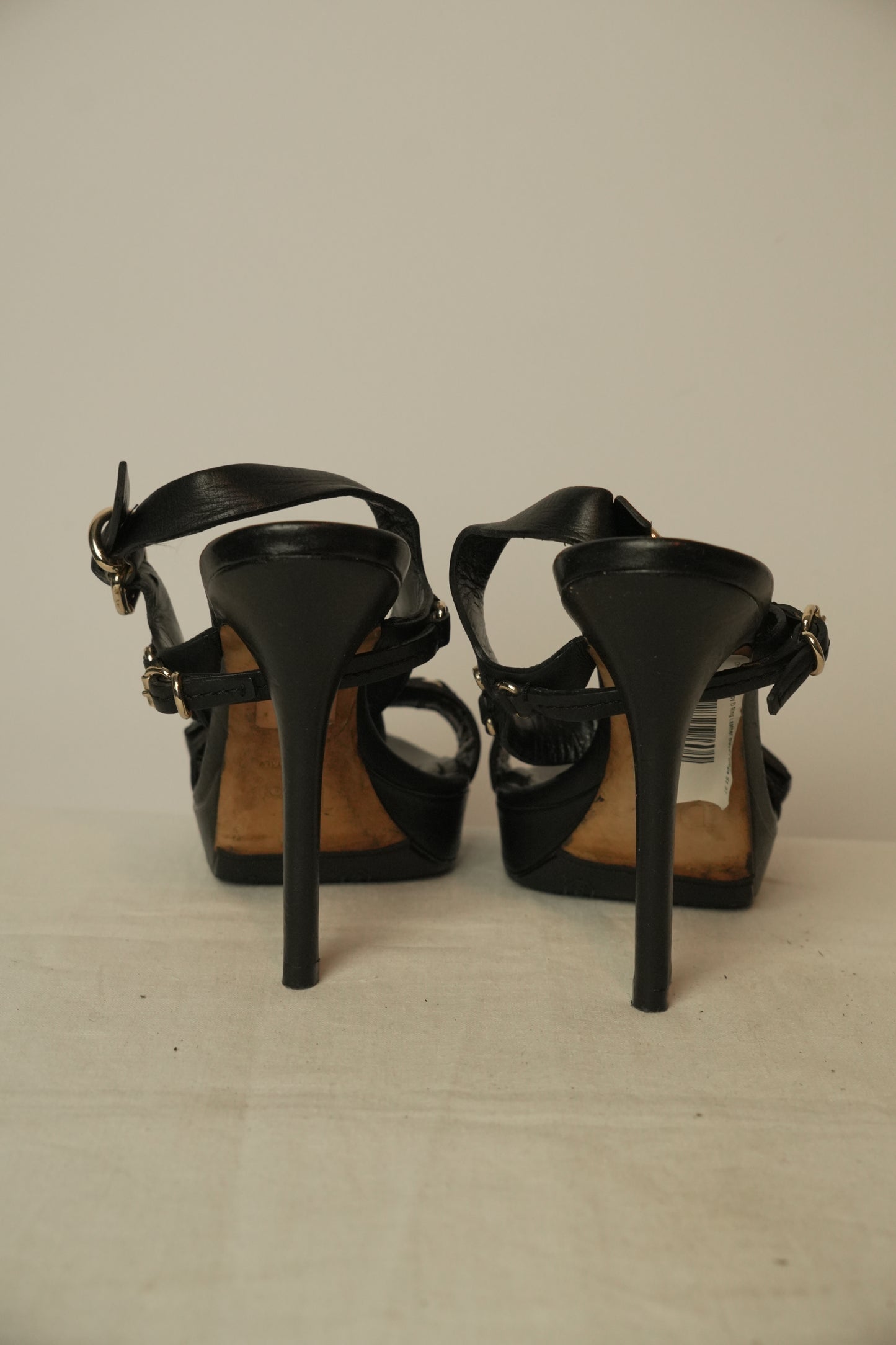 Christian Dior Strappy D Ring Leather Black Pumps Sz 37