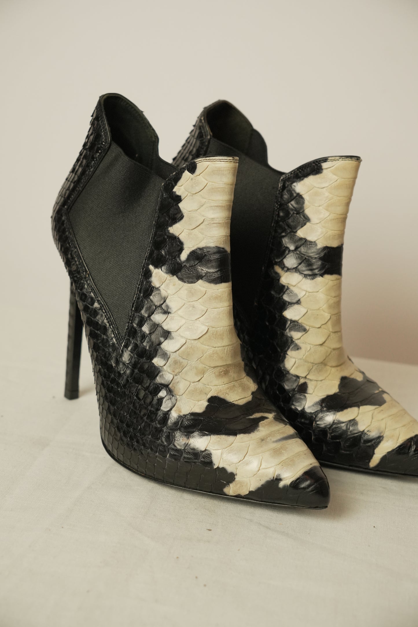 Saint Laurent Python Leather Booties Sz 36.5