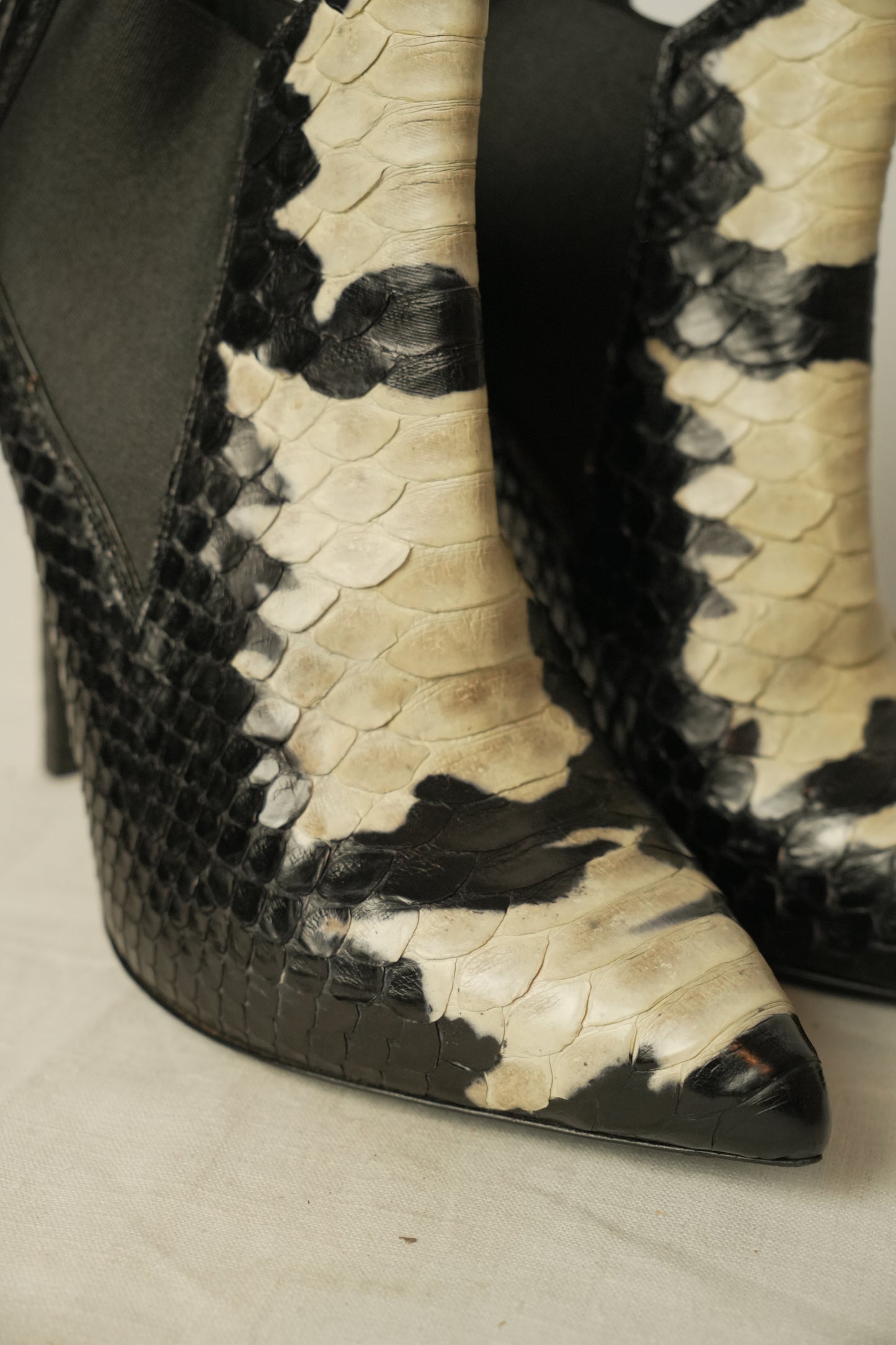 Saint Laurent Python Leather Booties Sz 36.5