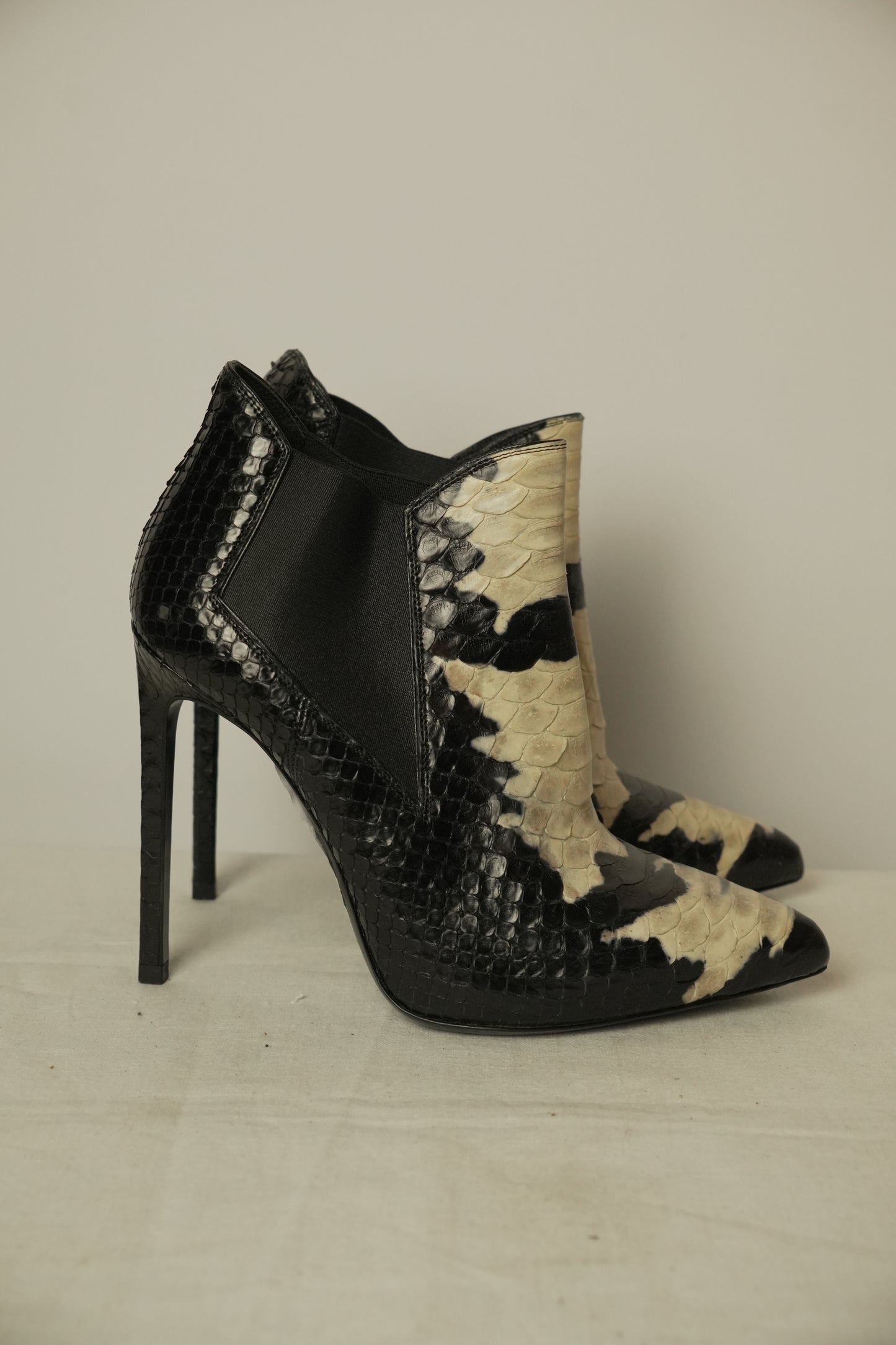 Saint Laurent Python Leather Booties Sz 36.5