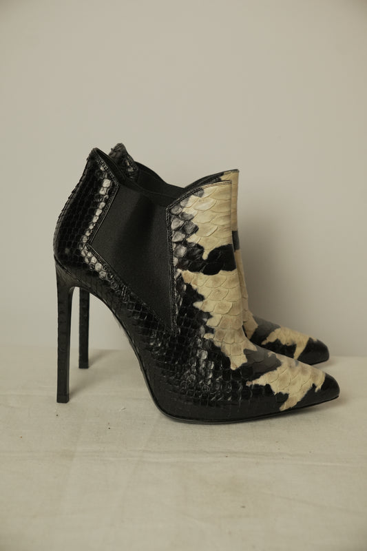Saint Laurent Python Leather Booties Sz 36.5