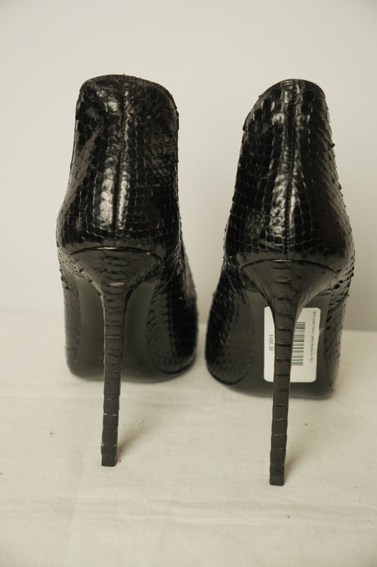 Saint Laurent Python Leather Booties Sz 36.5