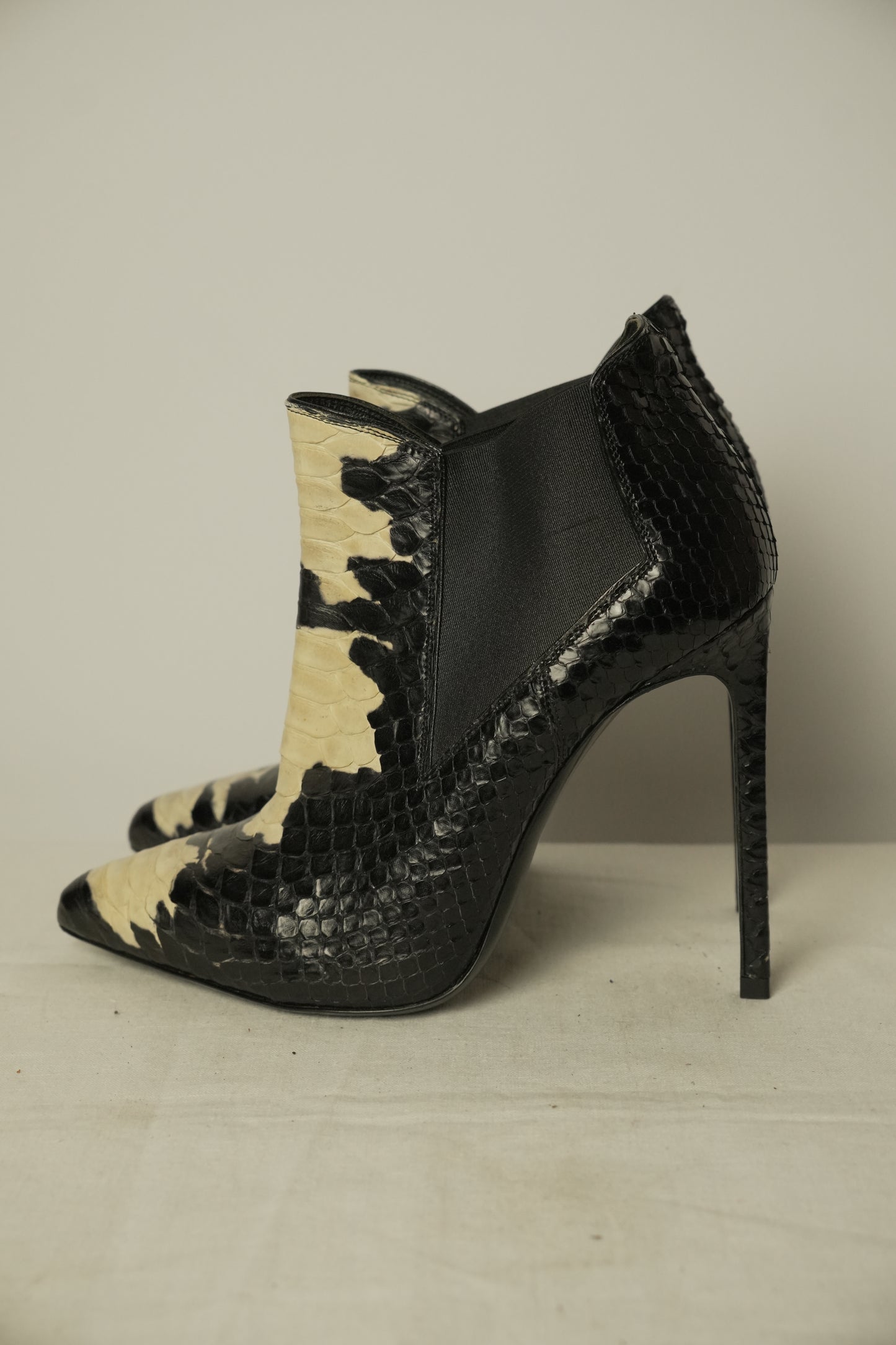 Saint Laurent Python Leather Booties Sz 36.5