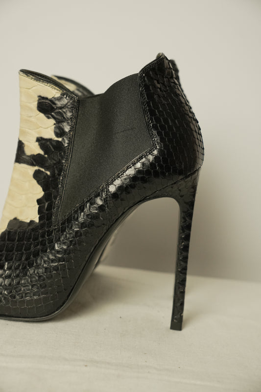 Saint Laurent Python Leather Booties Sz 36.5