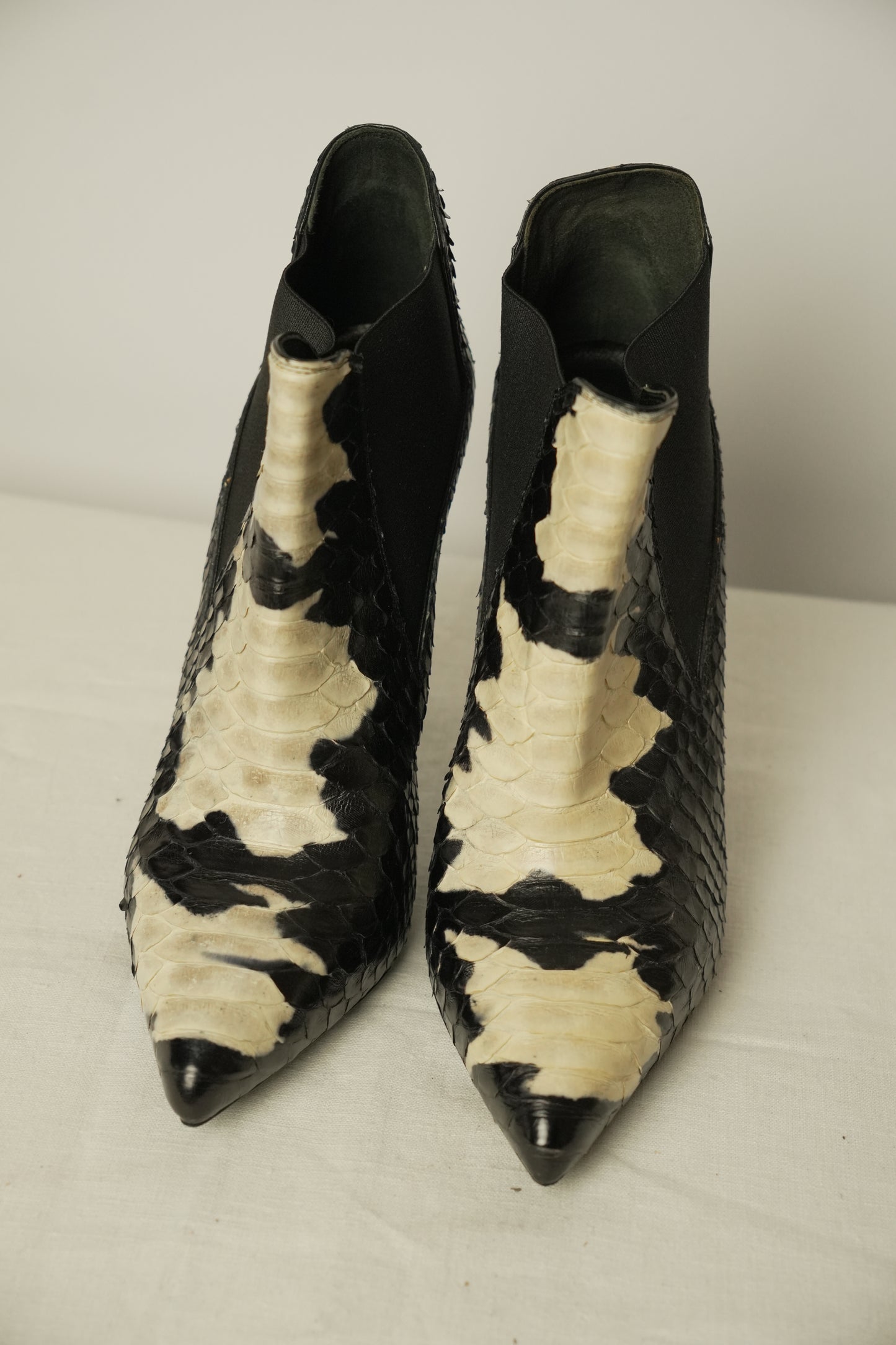 Saint Laurent Python Leather Booties Sz 36.5