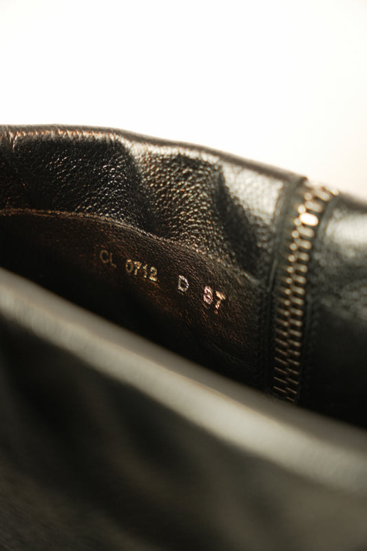 Christian Dior Black Leather Boots w Zipper Tassel Sz37