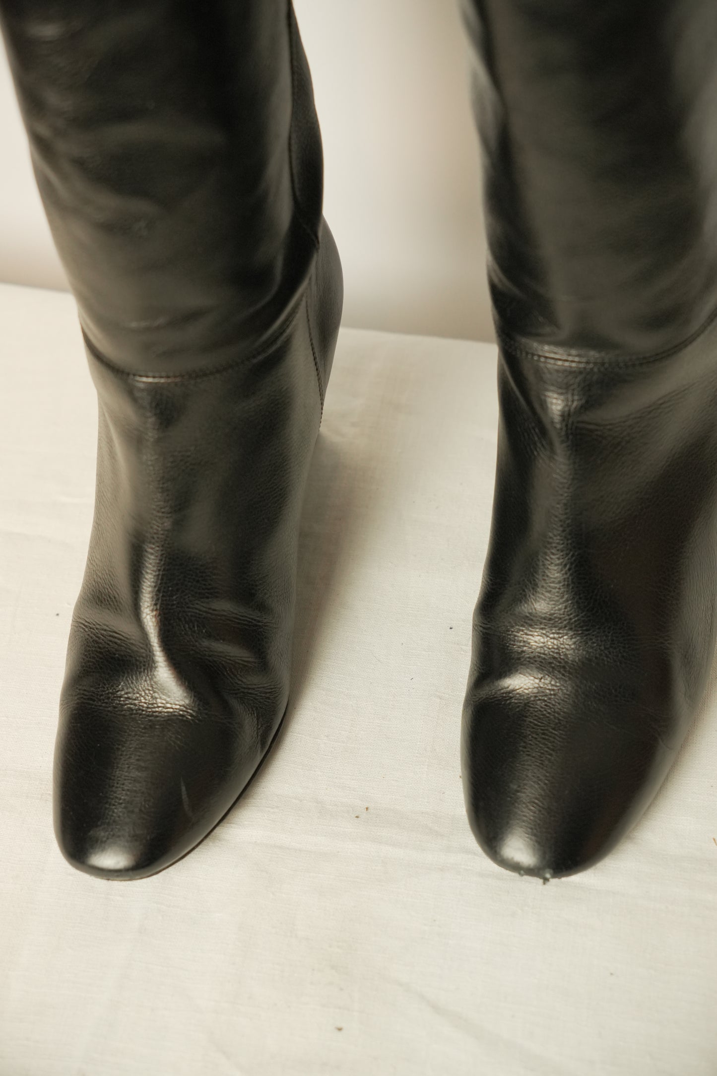 Christian Dior Black Leather Boots w Zipper Tassel Sz37