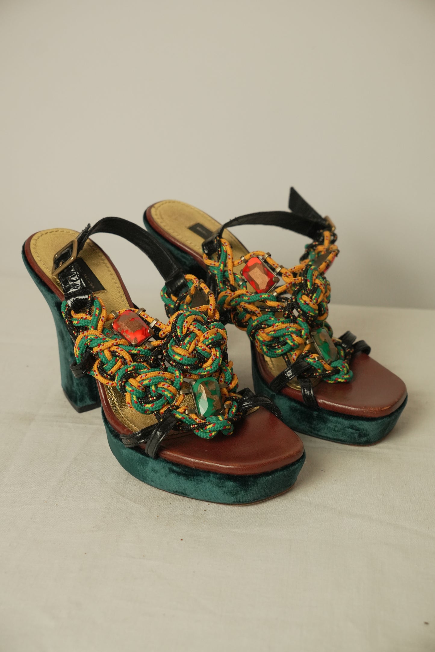 Marc Jacobs Rope Platform Velvet Heels Sz 37