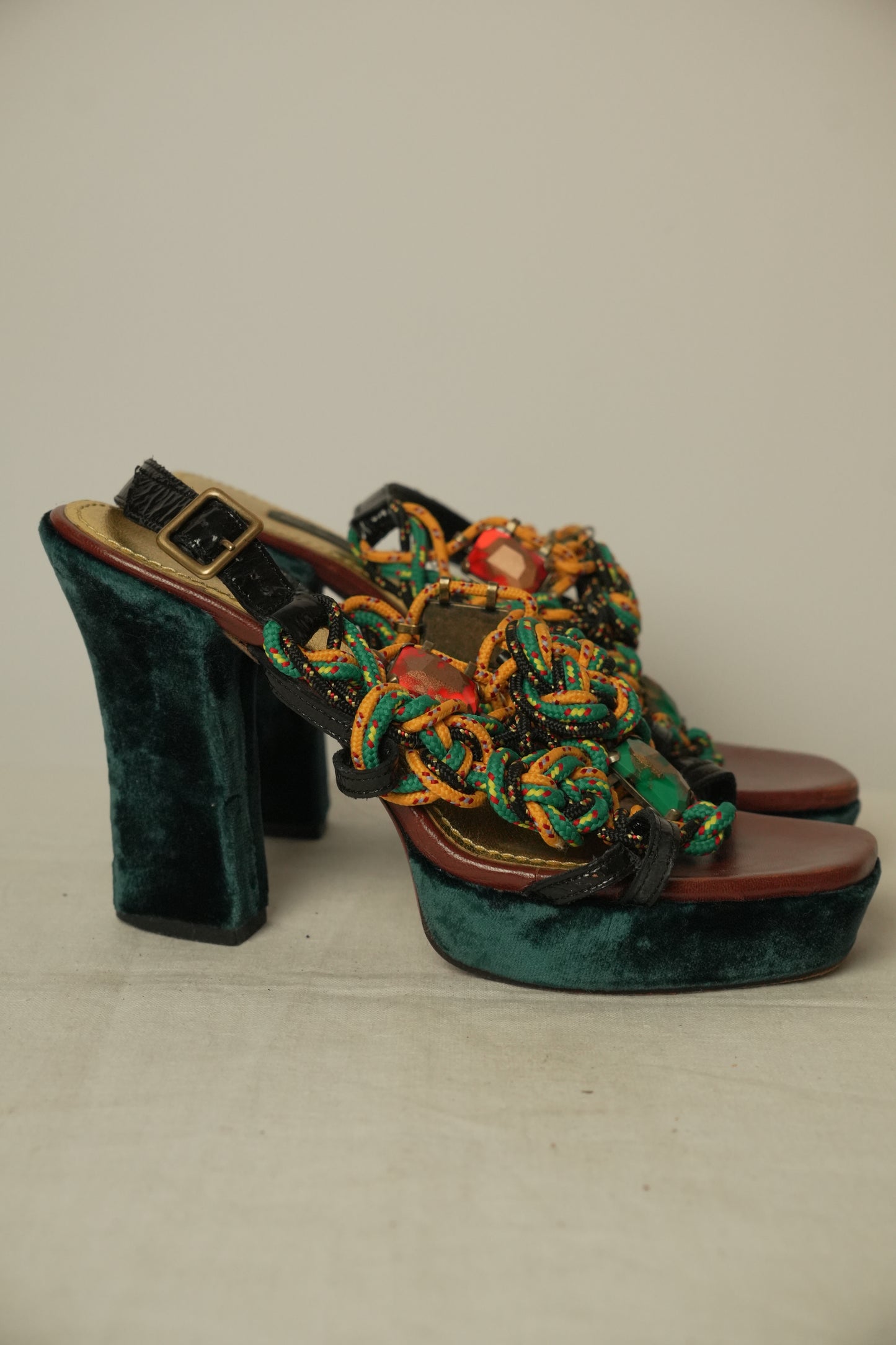 Marc Jacobs Rope Platform Velvet Heels Sz 37