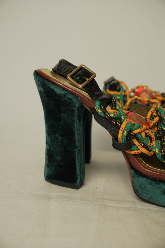 Marc Jacobs Rope Platform Velvet Heels Sz 37