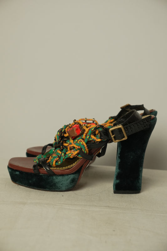Marc Jacobs Rope Platform Velvet Heels Sz 37
