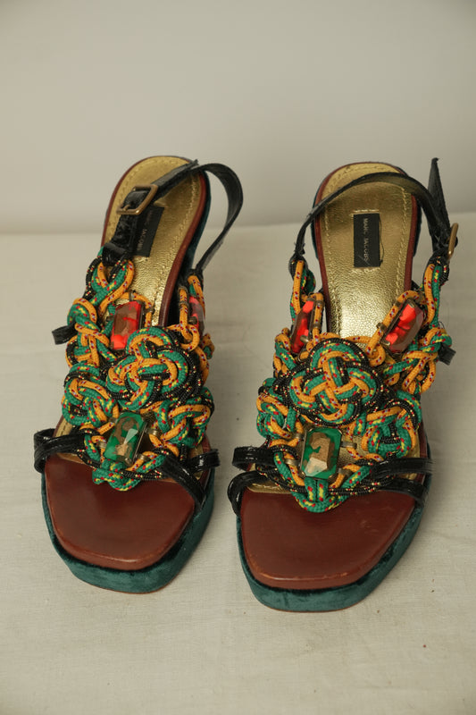 Marc Jacobs Rope Platform Velvet Heels Sz 37