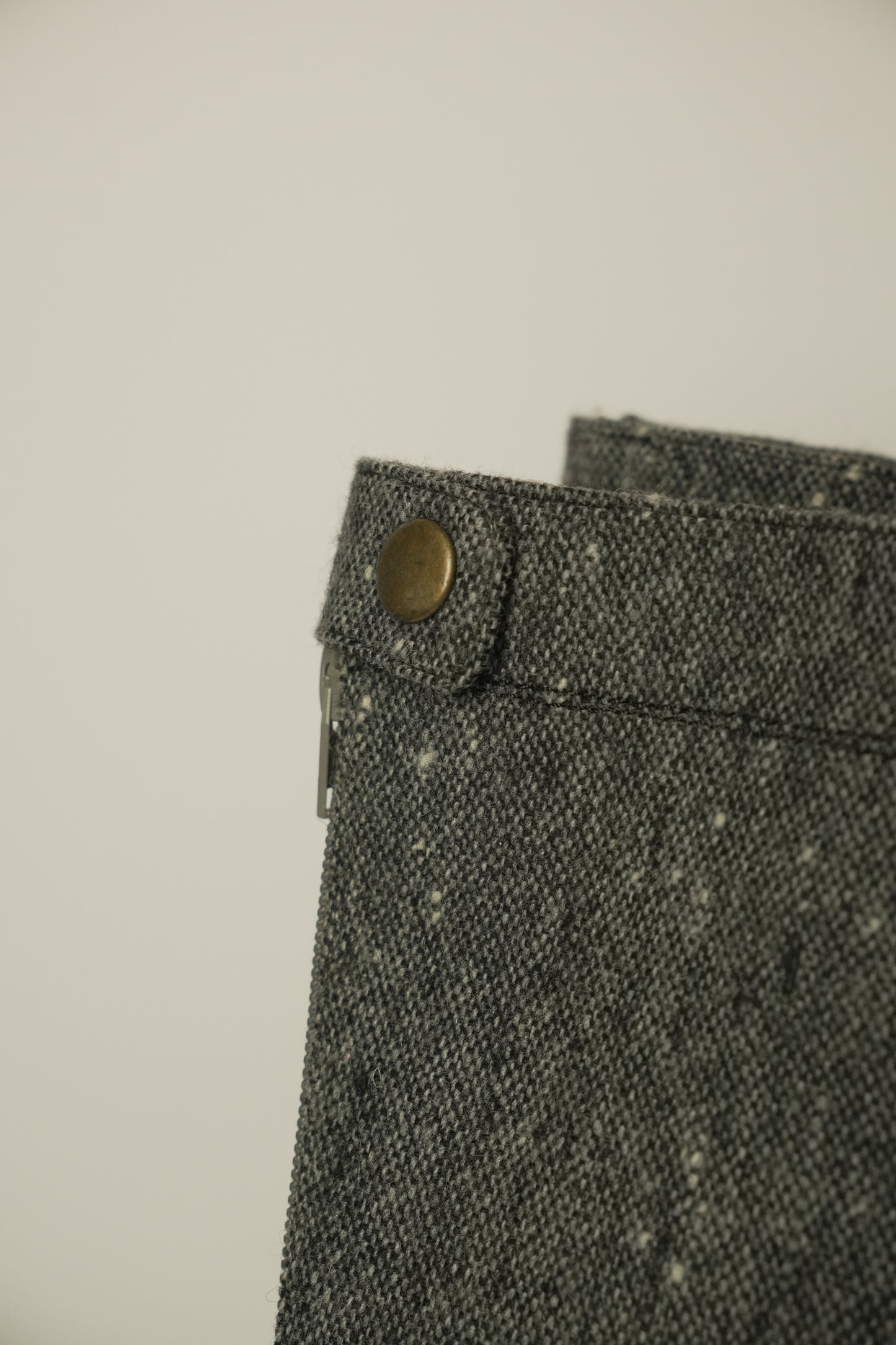 Made in Japan Tweed Wool w Snap Button Knee High Boots