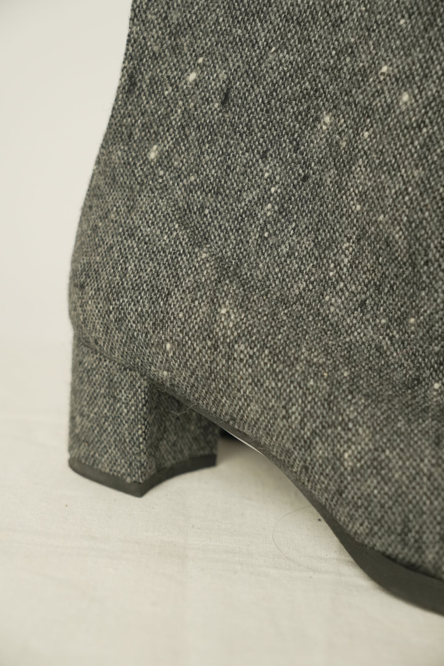 Made in Japan Tweed Wool w Snap Button Knee High Boots