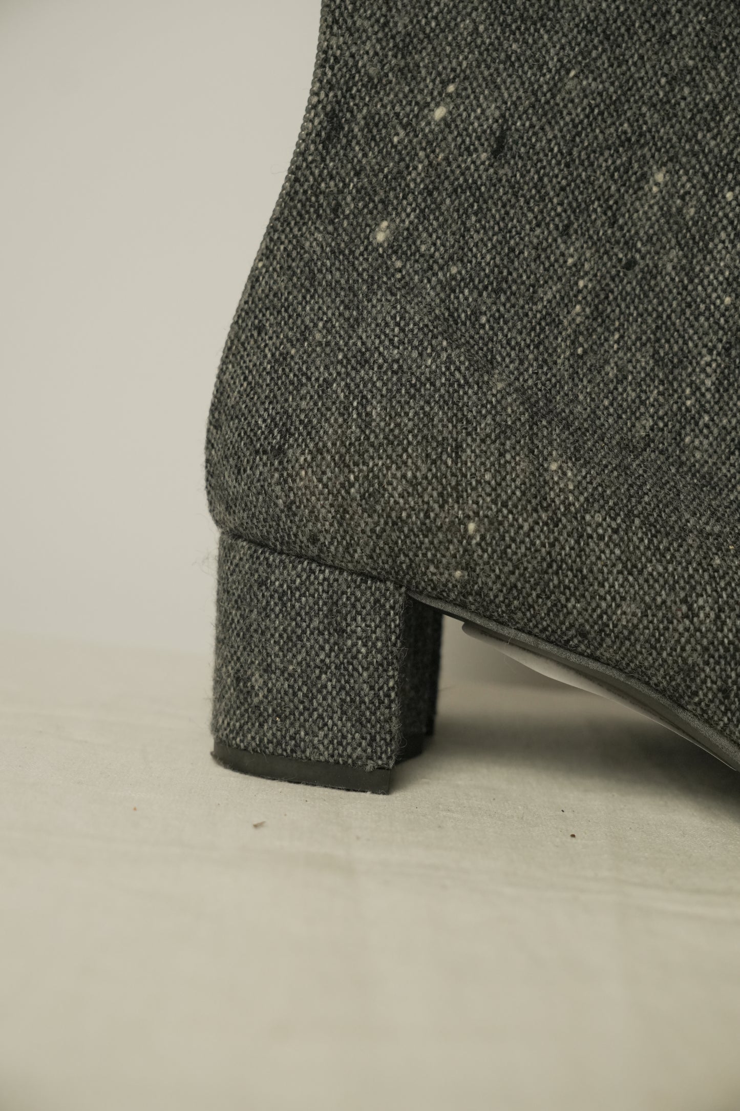 Made in Japan Tweed Wool w Snap Button Knee High Boots