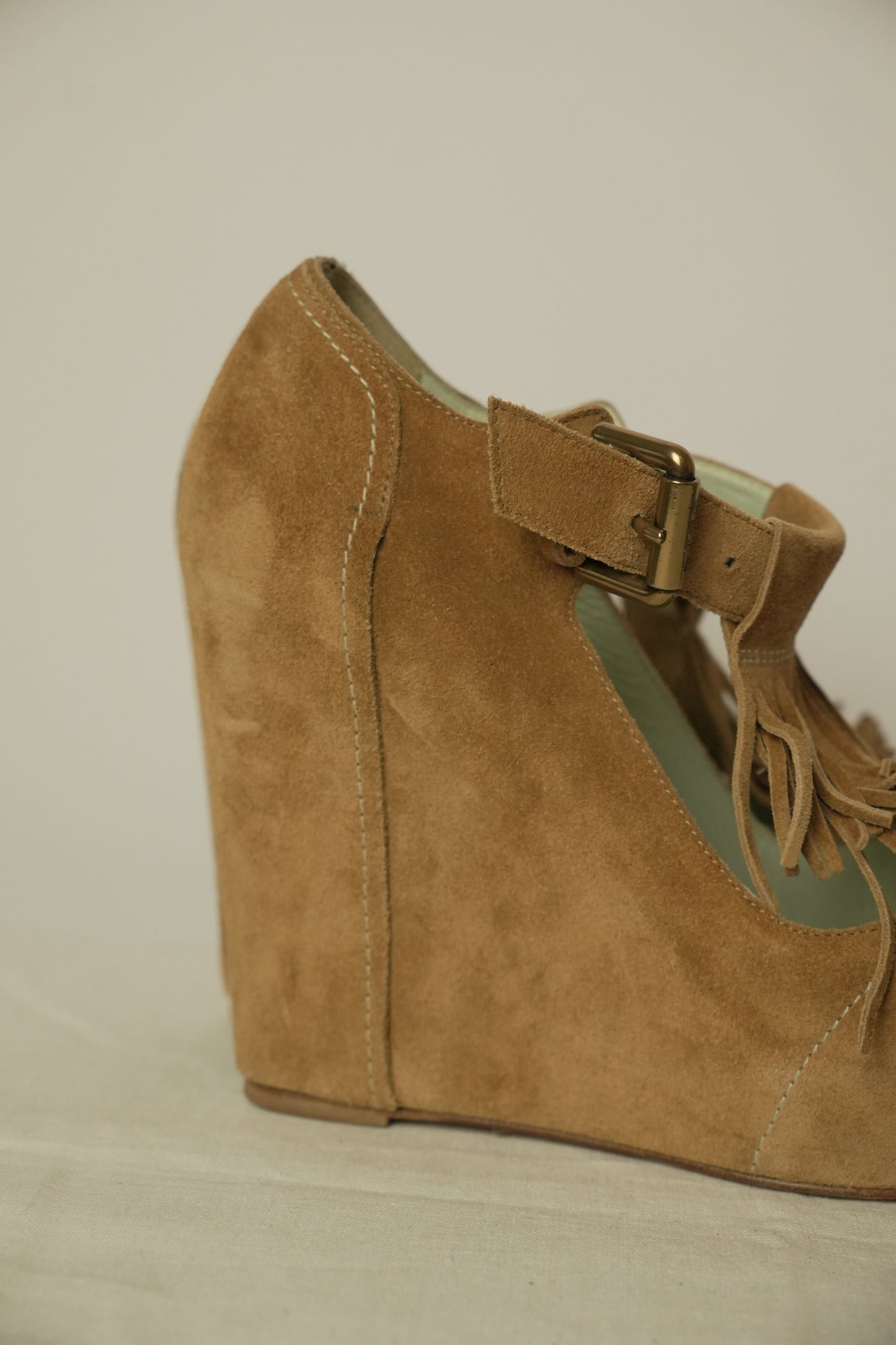 Etro Suede Leather Platform Fringe Heels Sz 38