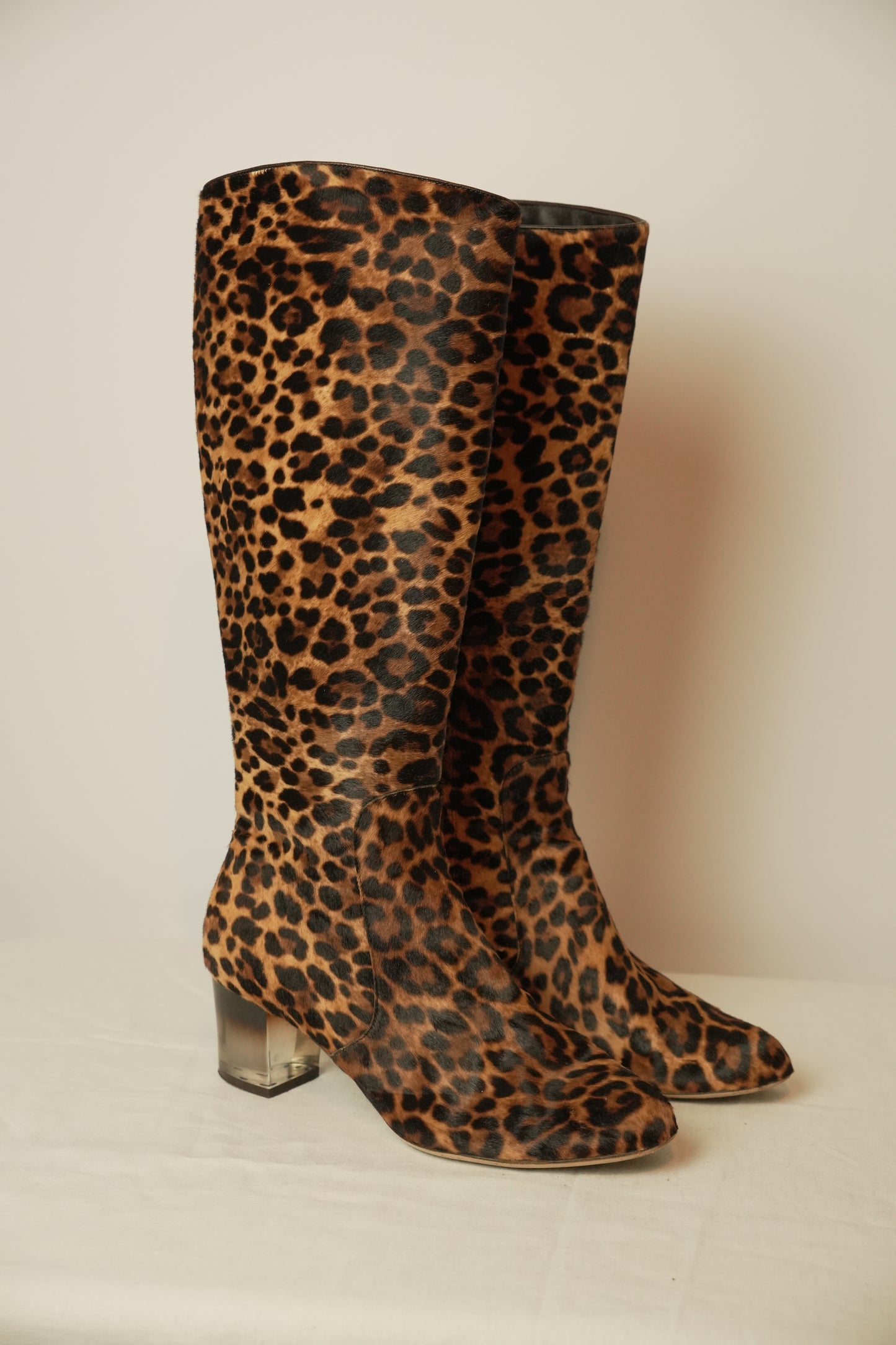 Salvatore Ferragamo Leopard Fur Knee High boots Sz 7