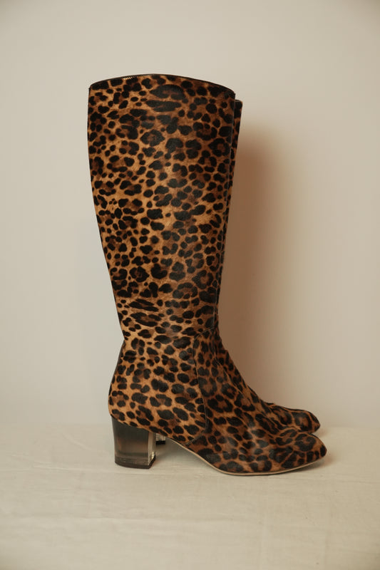 Salvatore Ferragamo Leopard Fur Knee High boots Sz 7