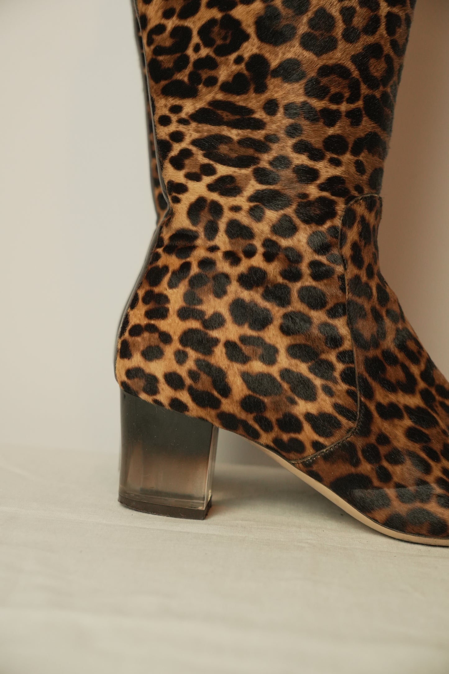 Salvatore Ferragamo Leopard Fur Knee High boots Sz 7