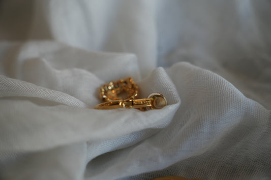 Nina Ricci Gold Heart Drop Down Hoop Earrings