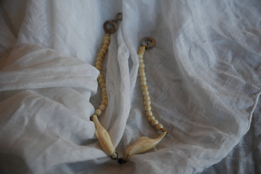 Chloe Shark Tooth Beaded Surfer Choker Necklace