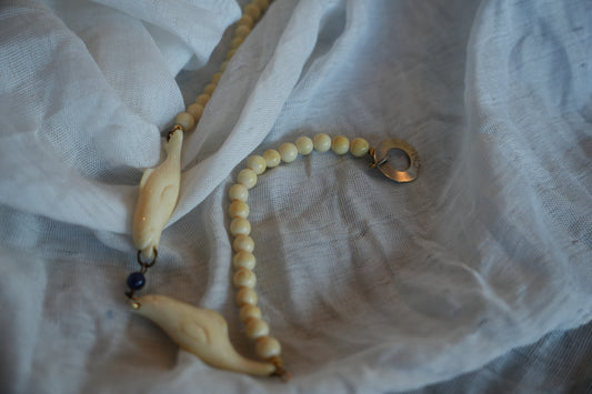 Chloe Shark Tooth Beaded Surfer Choker Necklace