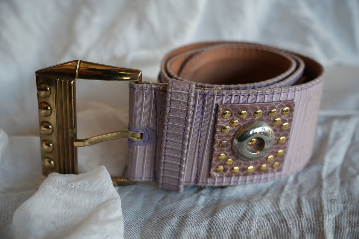 Versace Gold Hardwear Lilac buckle belt