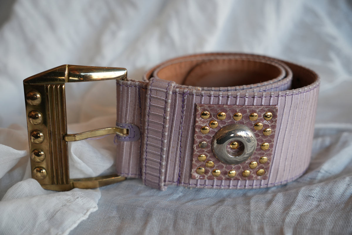 Versace Gold Hardwear Lilac buckle belt