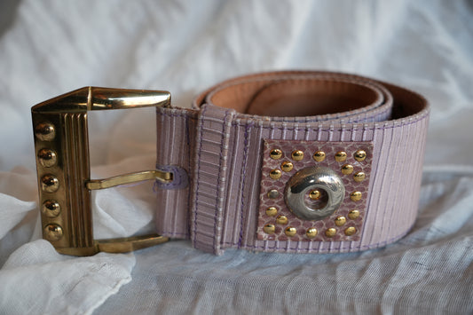 Versace Gold Hardwear Lilac buckle belt