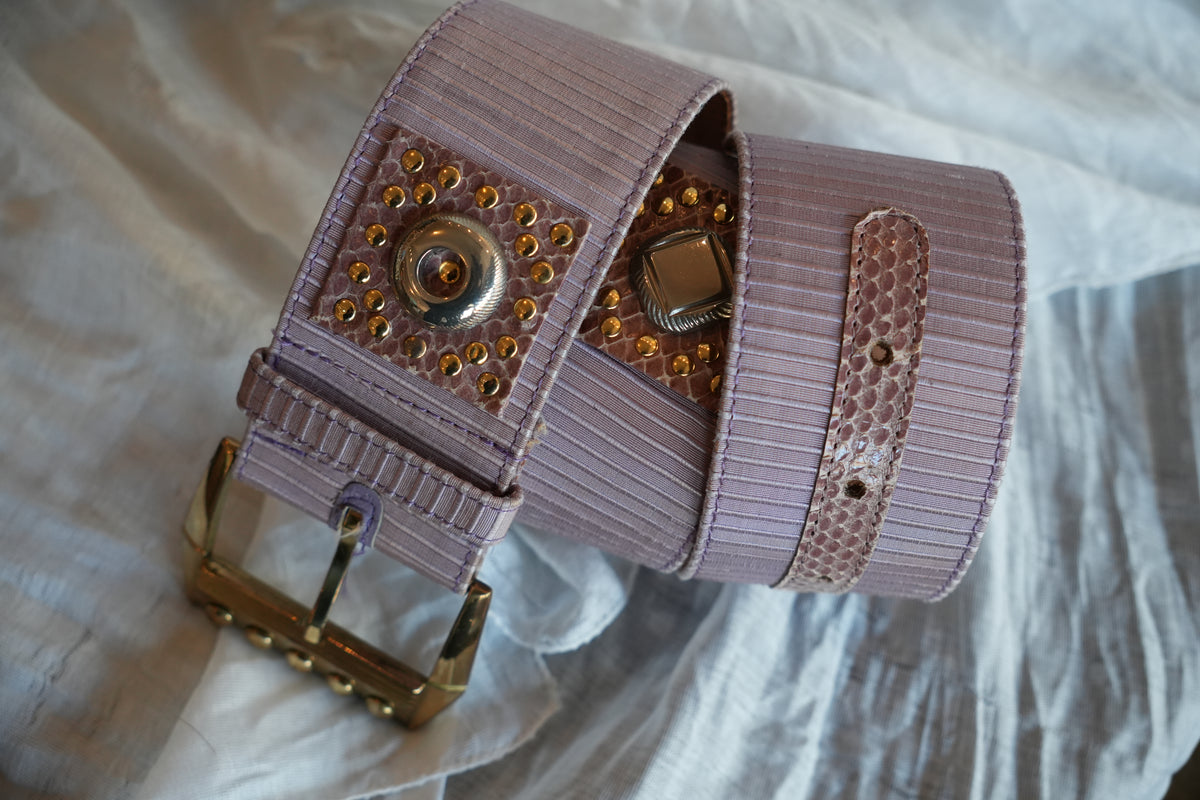 Versace Gold Hardwear Lilac buckle belt