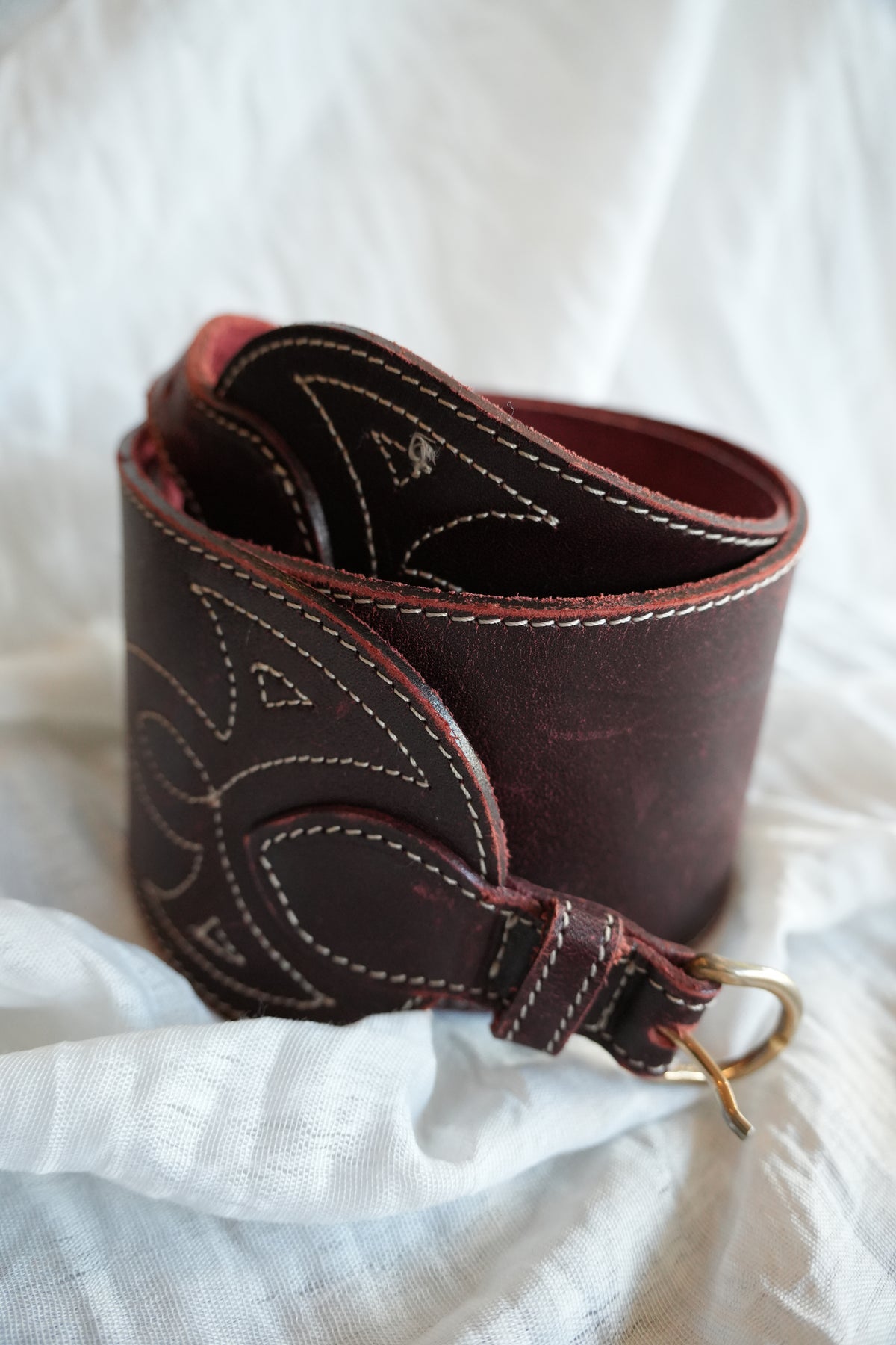 Kenzo Brown Belt Western Stitching