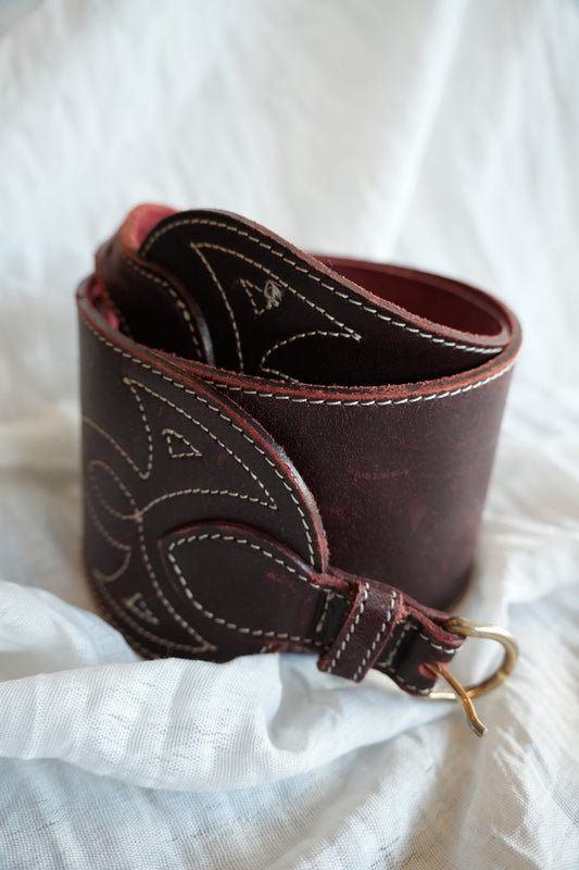 Kenzo Brown Belt Western Stitching